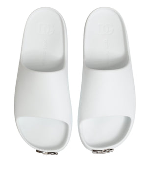 Weiße Logo-Rutschsandalen Männer Strandbekleidung Schuhe