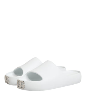 Weiße Logo-Rutschsandalen Männer Strandbekleidung Schuhe