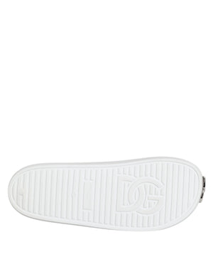 Weiße Logo-Rutschsandalen Männer Strandbekleidung Schuhe