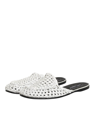 Weiße gewebte Pantoletten MULES Herren Sandalen Schuhe