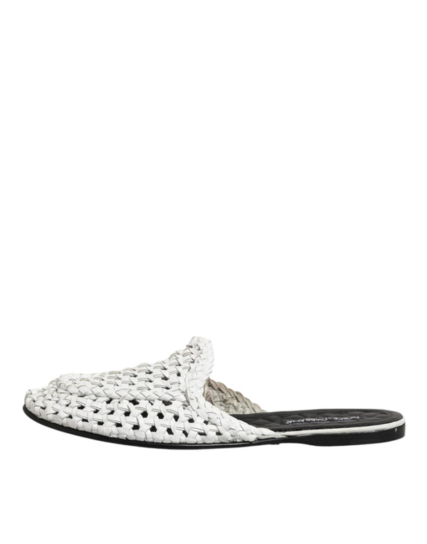 Weiße gewebte Pantoletten MULES Herren Sandalen Schuhe