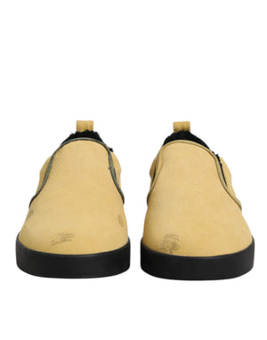 Gelbe Baumwolle Low Top Slip On Sneakers Schuhe