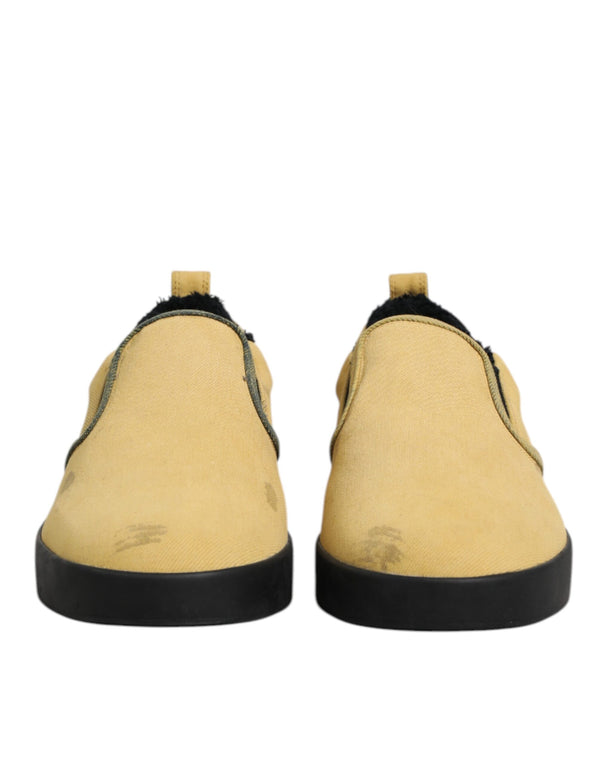 Gelbe Baumwolle Low Top Slip On Sneakers Schuhe