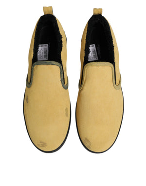 Gelbe Baumwolle Low Top Slip On Sneakers Schuhe