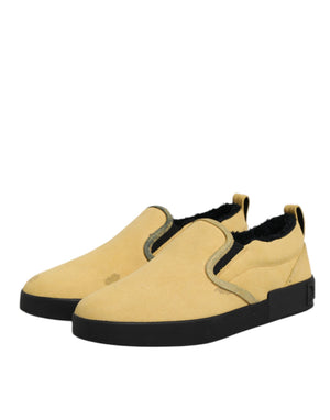Gelbe Baumwolle Low Top Slip On Sneakers Schuhe