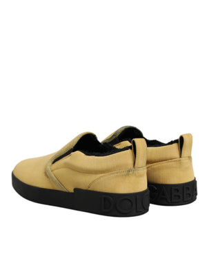 Gelbe Baumwolle Low Top Slip On Sneakers Schuhe