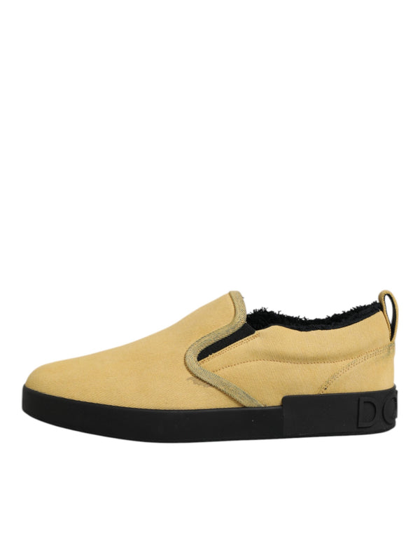 Gelbe Baumwolle Low Top Slip On Sneakers Schuhe