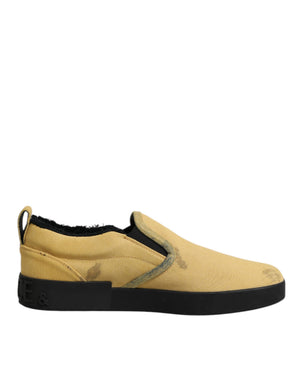 Gelbe Baumwolle Low Top Slip On Sneakers Schuhe