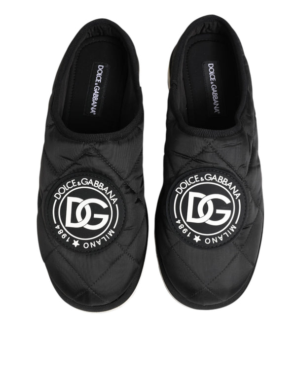 Schwarz Nylon Low Top Slip On Sneaker Schuhe