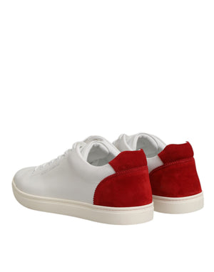 Weiß Rot Leder Low Top Männer Turnschuhe Schuhe