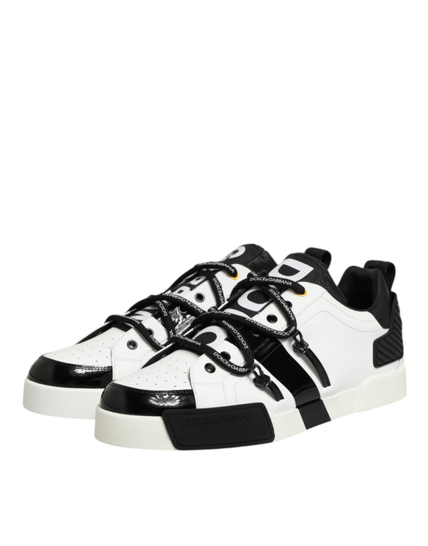 Weiß Leder Logo Portofino Turnschuhe Schuhe