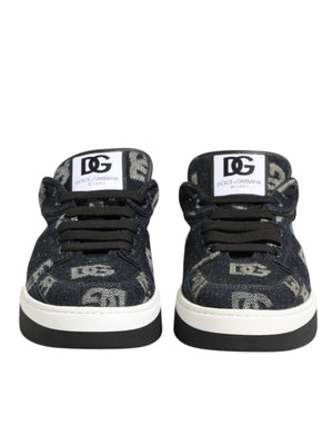 Blau Baumwolle Denim Logo Low Top Sneakers Schuhe