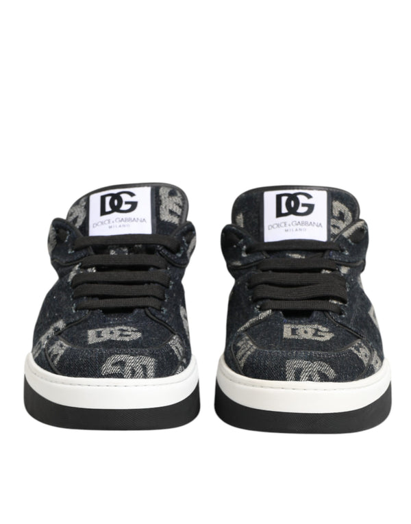 Blau Baumwolle Denim Logo Low Top Sneakers Schuhe