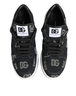 Blau Baumwolle Denim Logo Low Top Sneakers Schuhe