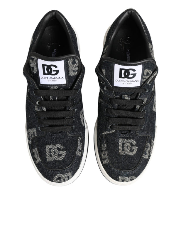 Blau Baumwolle Denim Logo Low Top Sneakers Schuhe