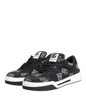 Blau Baumwolle Denim Logo Low Top Sneakers Schuhe