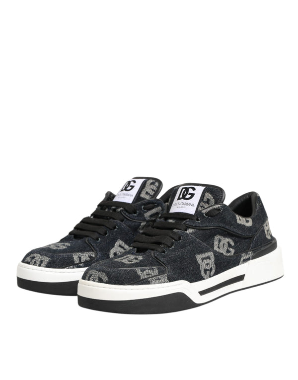 Blau Baumwolle Denim Logo Low Top Sneakers Schuhe