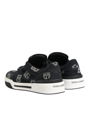 Blau Baumwolle Denim Logo Low Top Sneakers Schuhe