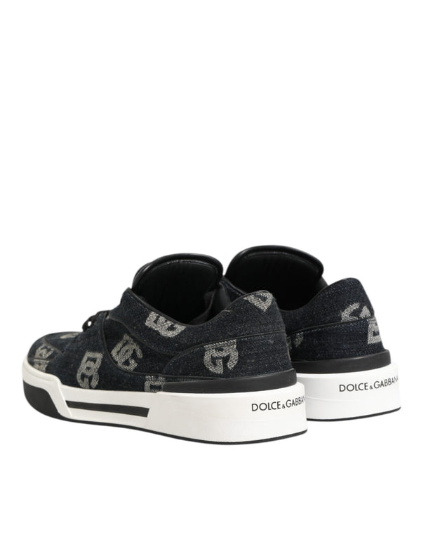 Blau Baumwolle Denim Logo Low Top Sneakers Schuhe