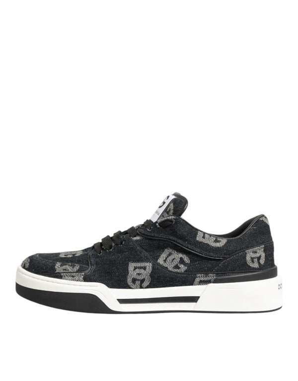Blau Baumwolle Denim Logo Low Top Sneakers Schuhe