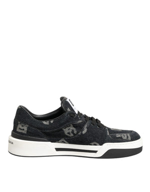 Blau Baumwolle Denim Logo Low Top Sneakers Schuhe