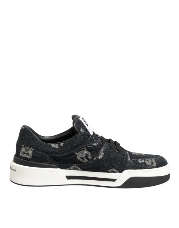 Blau Baumwolle Denim Logo Low Top Sneakers Schuhe