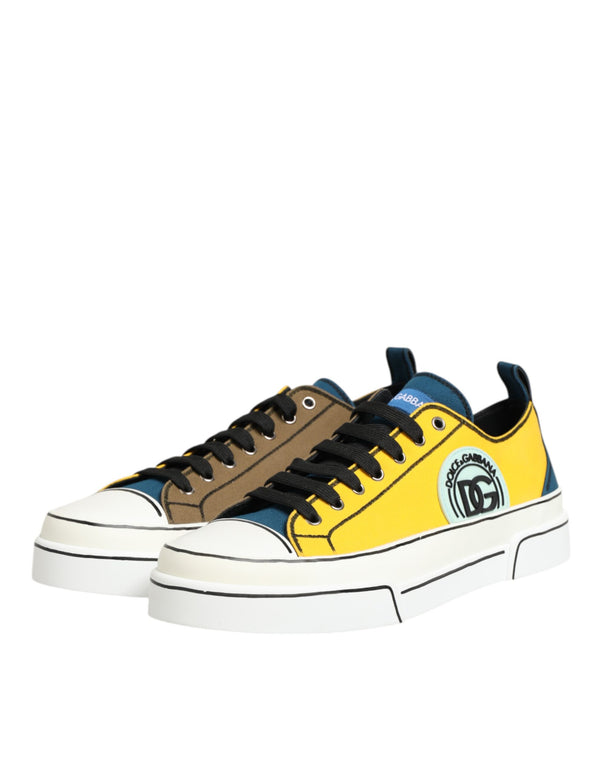 Multicolor Baumwolle Logo Low Top Sneakers Schuhe