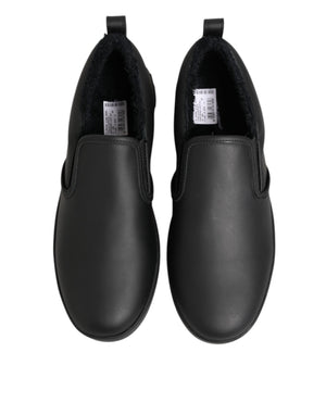 Schwarz Leder Low Top Slip On Sneakers Schuhe