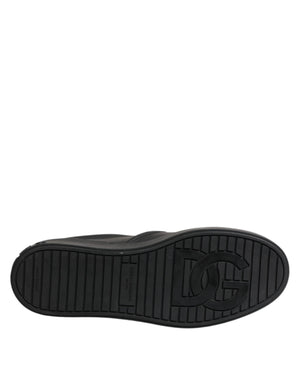 Schwarz Leder Low Top Slip On Sneakers Schuhe