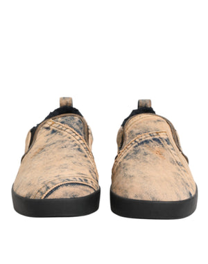 Beige Baumwolle Low Top Slip On Sneakers Schuhe