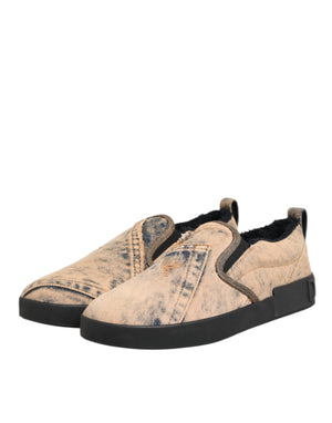 Beige Baumwolle Low Top Slip On Sneakers Schuhe