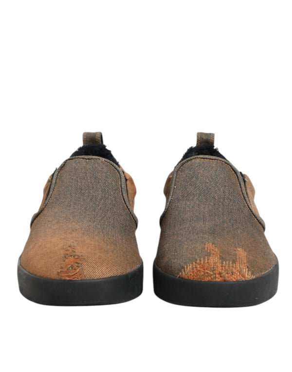 Braun Baumwolle Low Top Slip On Turnschuhe Schuhe