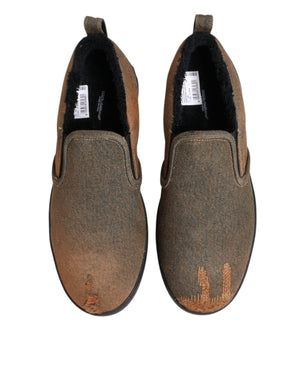Braun Baumwolle Low Top Slip On Turnschuhe Schuhe