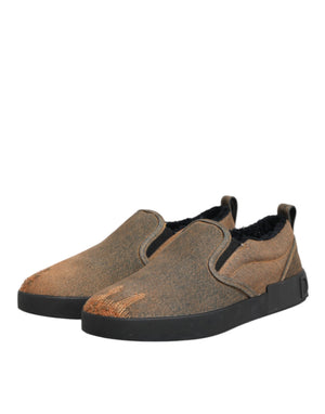 Braun Baumwolle Low Top Slip On Turnschuhe Schuhe