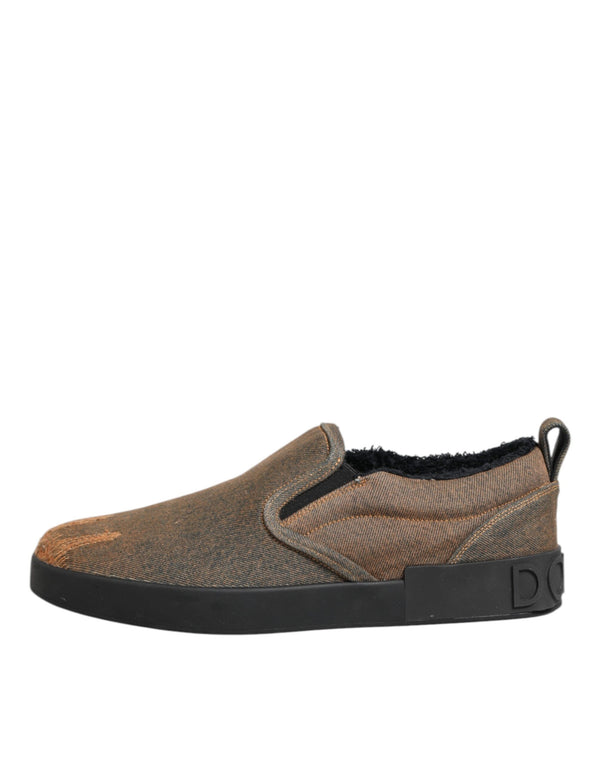 Braun Baumwolle Low Top Slip On Turnschuhe Schuhe