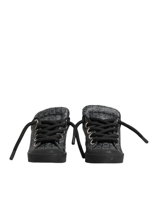 Schwarz Baumwolle Denim Logo Low Top Sneakers Schuhe