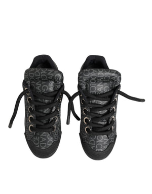 Schwarz Baumwolle Denim Logo Low Top Sneakers Schuhe