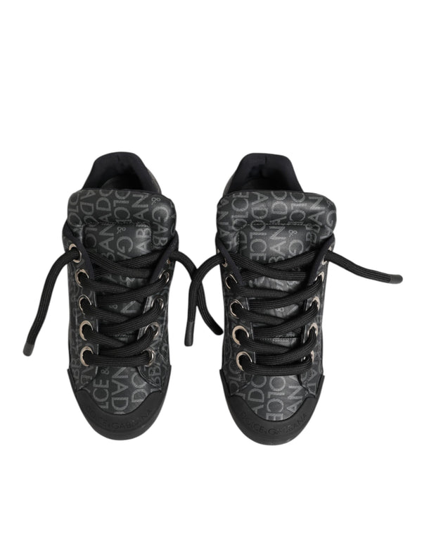 Schwarz Baumwolle Denim Logo Low Top Sneakers Schuhe