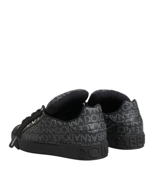 Schwarz Baumwolle Denim Logo Low Top Sneakers Schuhe