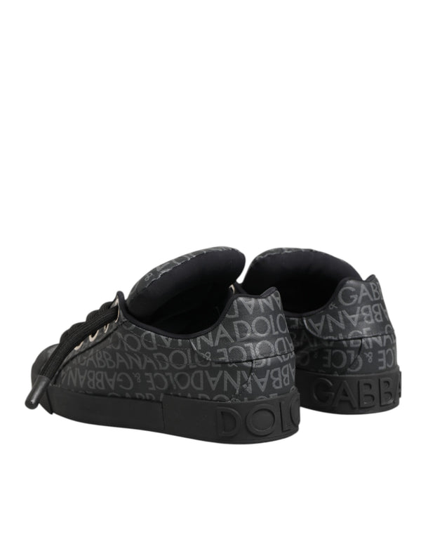 Schwarz Baumwolle Denim Logo Low Top Sneakers Schuhe