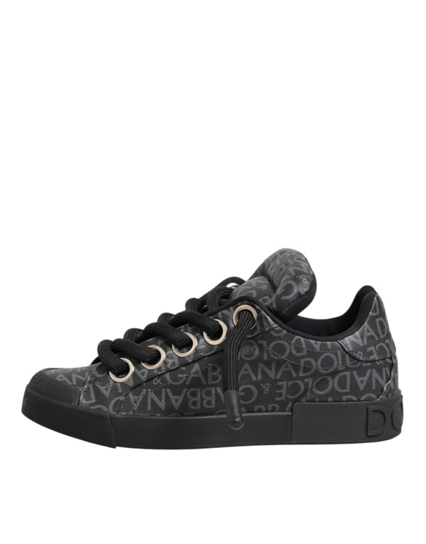 Schwarz Baumwolle Denim Logo Low Top Sneakers Schuhe