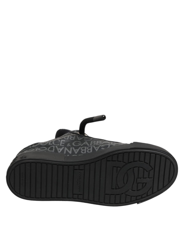 Schwarz Baumwolle Denim Logo Low Top Sneakers Schuhe