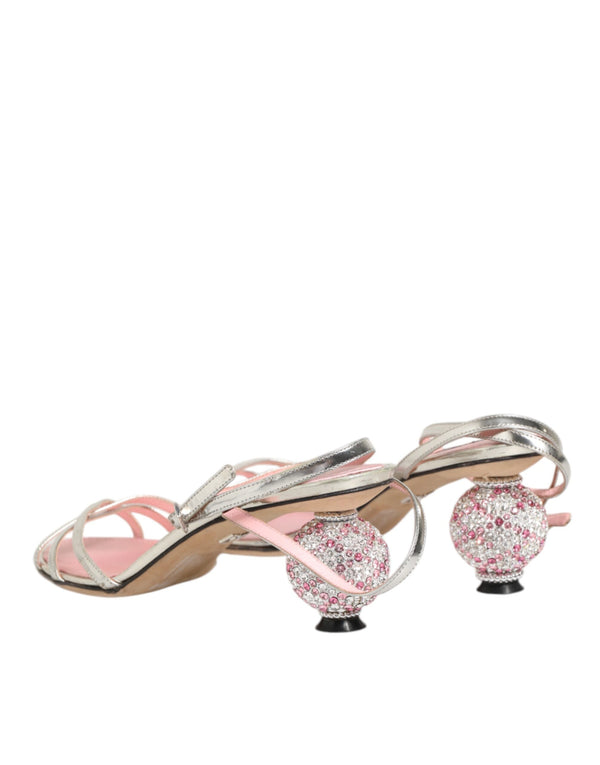 Rosa verschönerte Leder Sandalen mit Kugelabsatz Schuhe