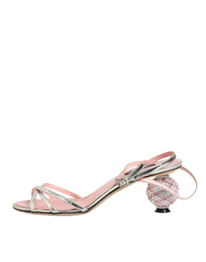 Rosa verschönerte Leder Sandalen mit Kugelabsatz Schuhe