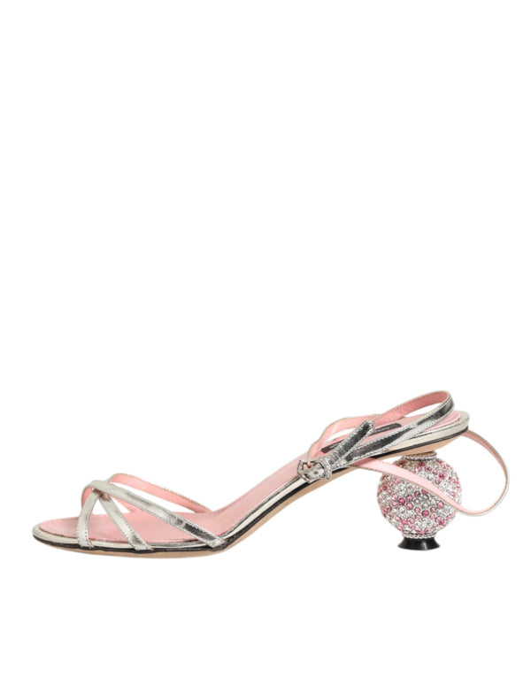 Rosa verschönerte Leder Sandalen mit Kugelabsatz Schuhe
