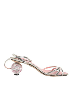 Rosa verschönerte Leder Sandalen mit Kugelabsatz Schuhe