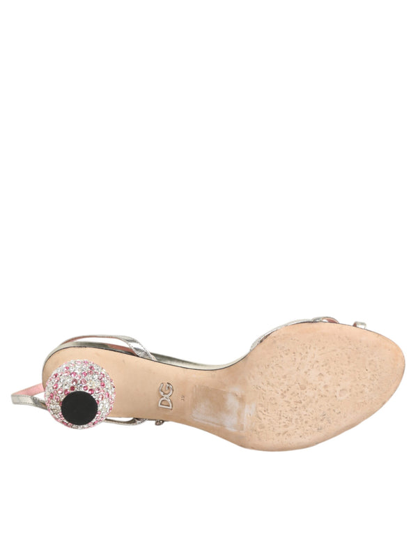 Rosa verschönerte Leder Sandalen mit Kugelabsatz Schuhe