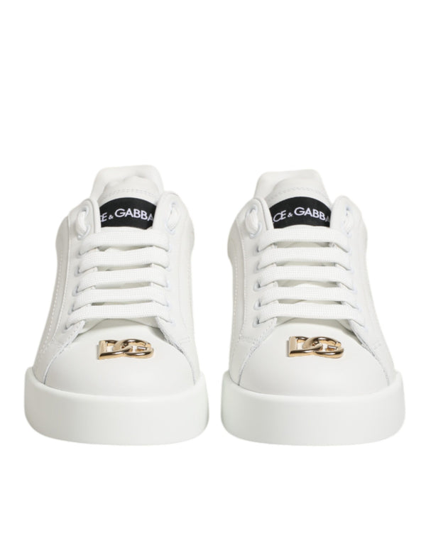 Weiß DG Leder Low Top Sneakers Schuhe