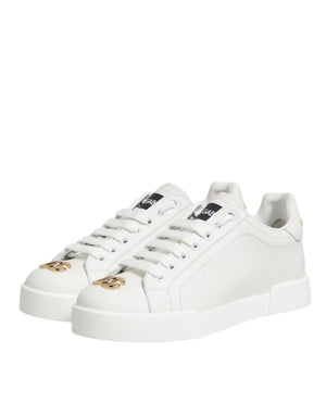 Weiß DG Leder Low Top Sneakers Schuhe