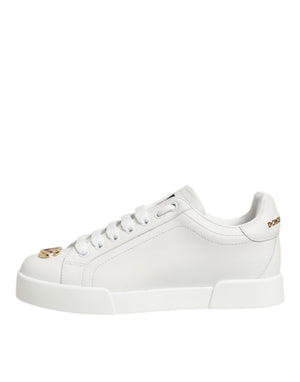 Weiß DG Leder Low Top Sneakers Schuhe